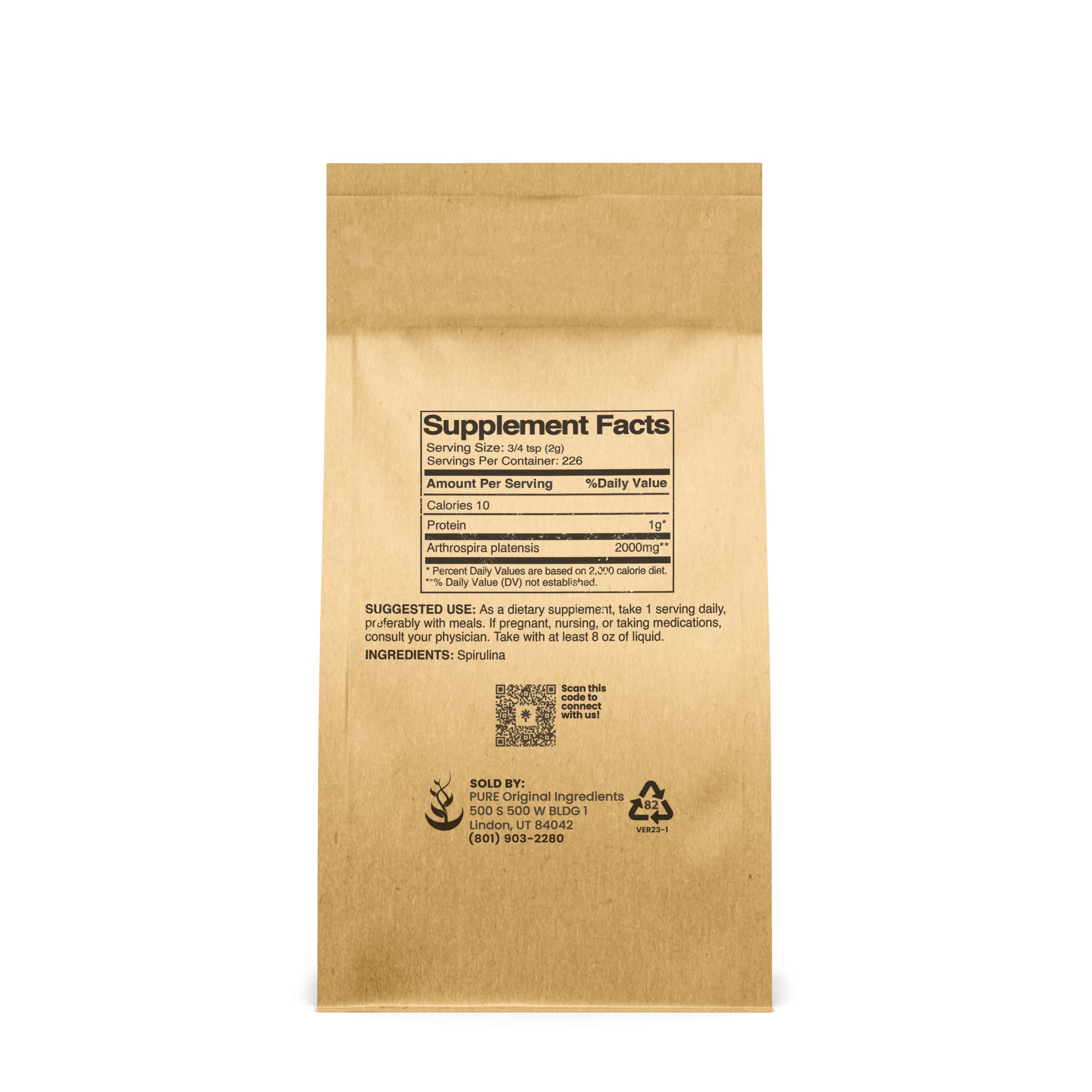 Packaging for Pure Original Spirulina Powder (1 lb)