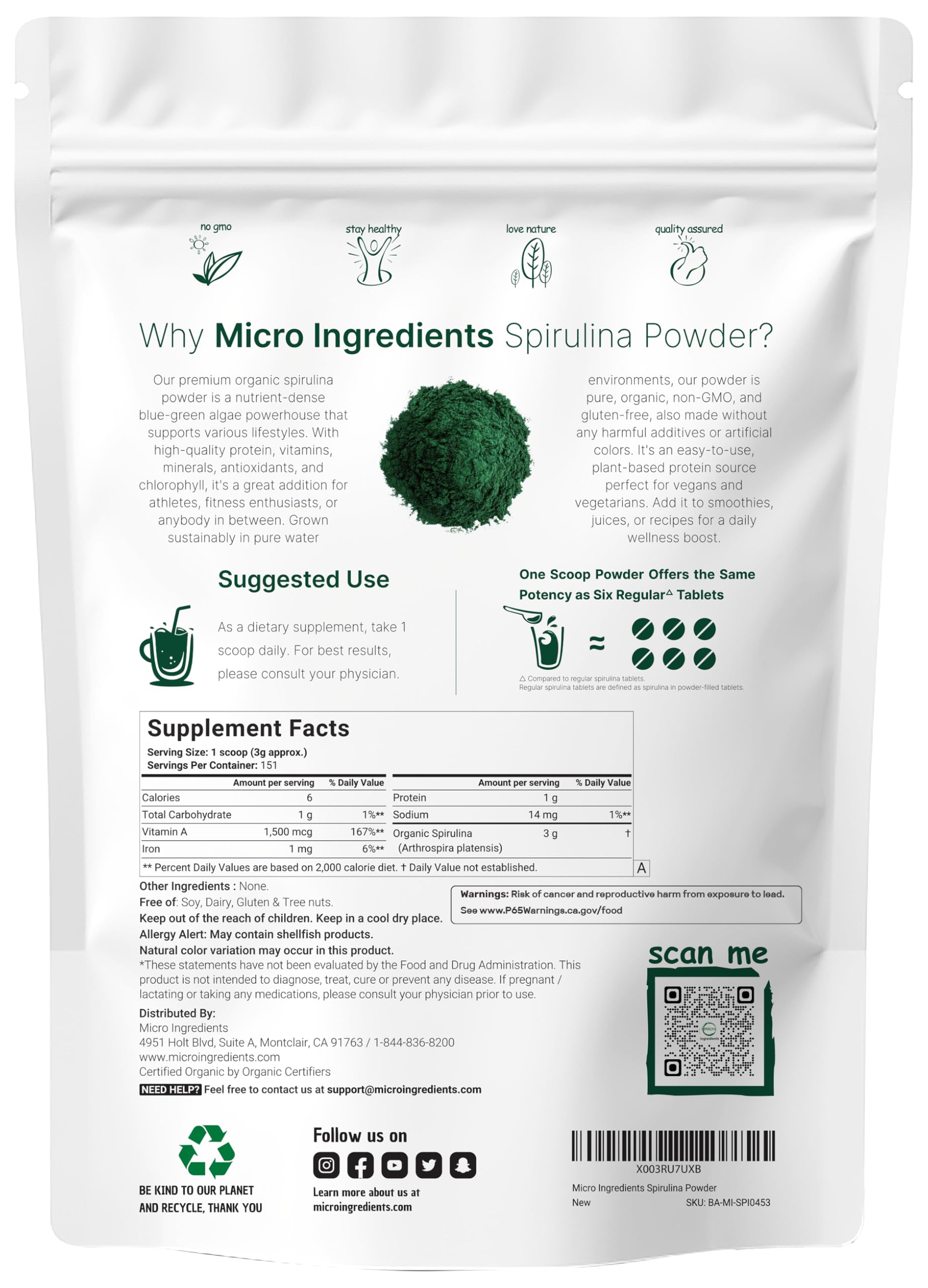 Spirulina powder added to a shake