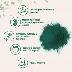Spirulina powder label close-up