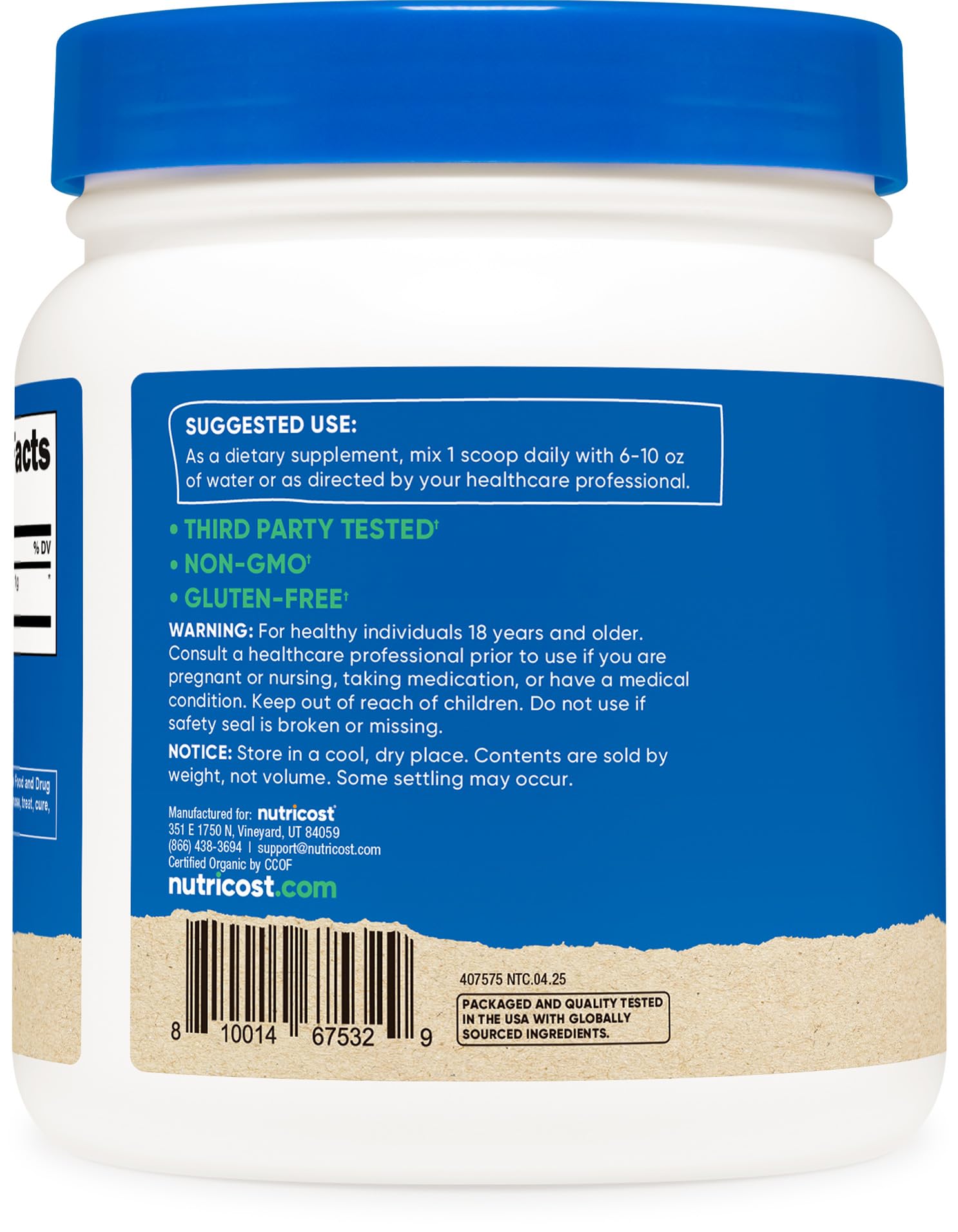 Scoop included with spirulina powder
