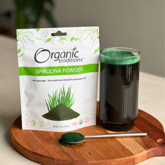 Spirulina powder stirred into yogurt
