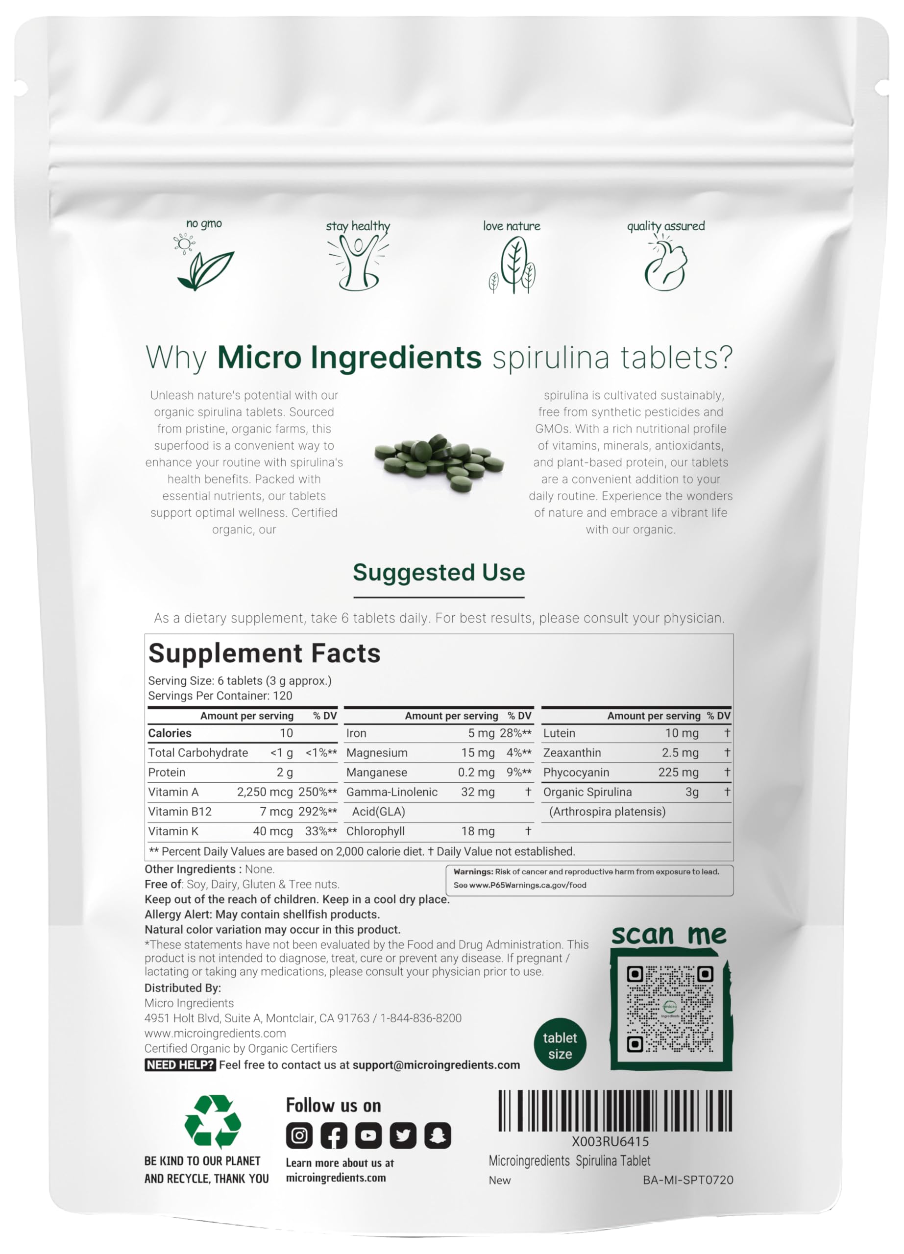 Close-up of spirulina tablets