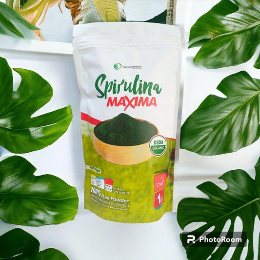 Close-up of spirulina powder in a scoop