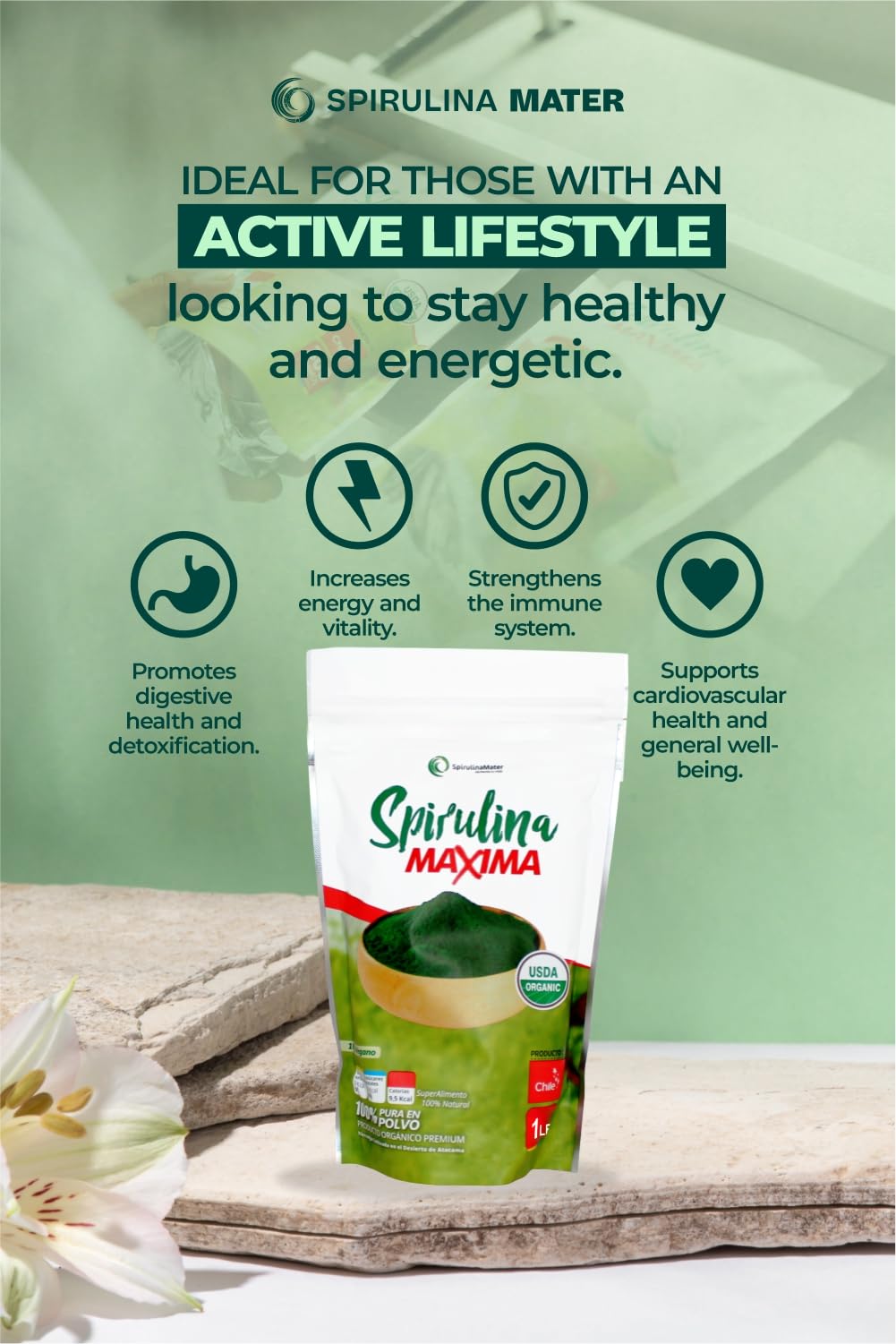 Cultivation imagery of Spirulina in the Atacama Desert