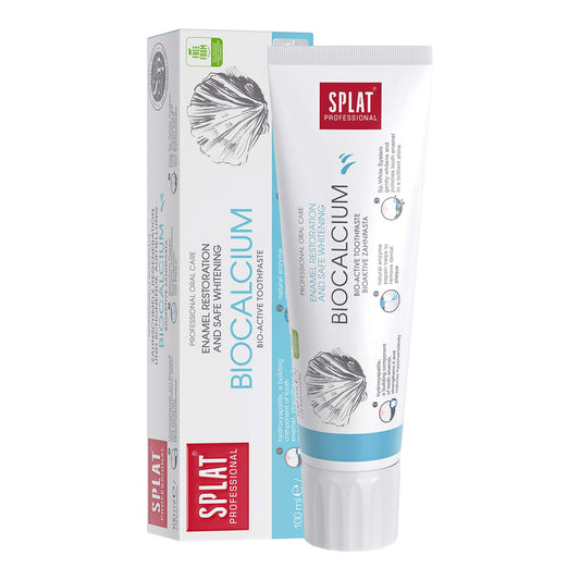 Close-up of SPLAT toothpaste with bioactive calcium