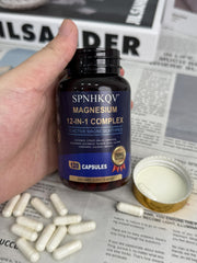 Close-up of magnesium capsules