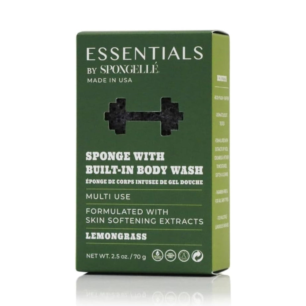 SPONGELLÉ Men’s Essentials Lemongrass Buffer packaging, travel-ready for daily cleansing.