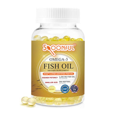 Spoonful Mini Omega-3 Fish Oil bottle with 300 softgels