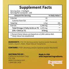 Spoonful Omega-3 softgels ready for use with packaging