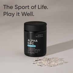 Sports Research brand logo with Alpha GPC 630mg text
