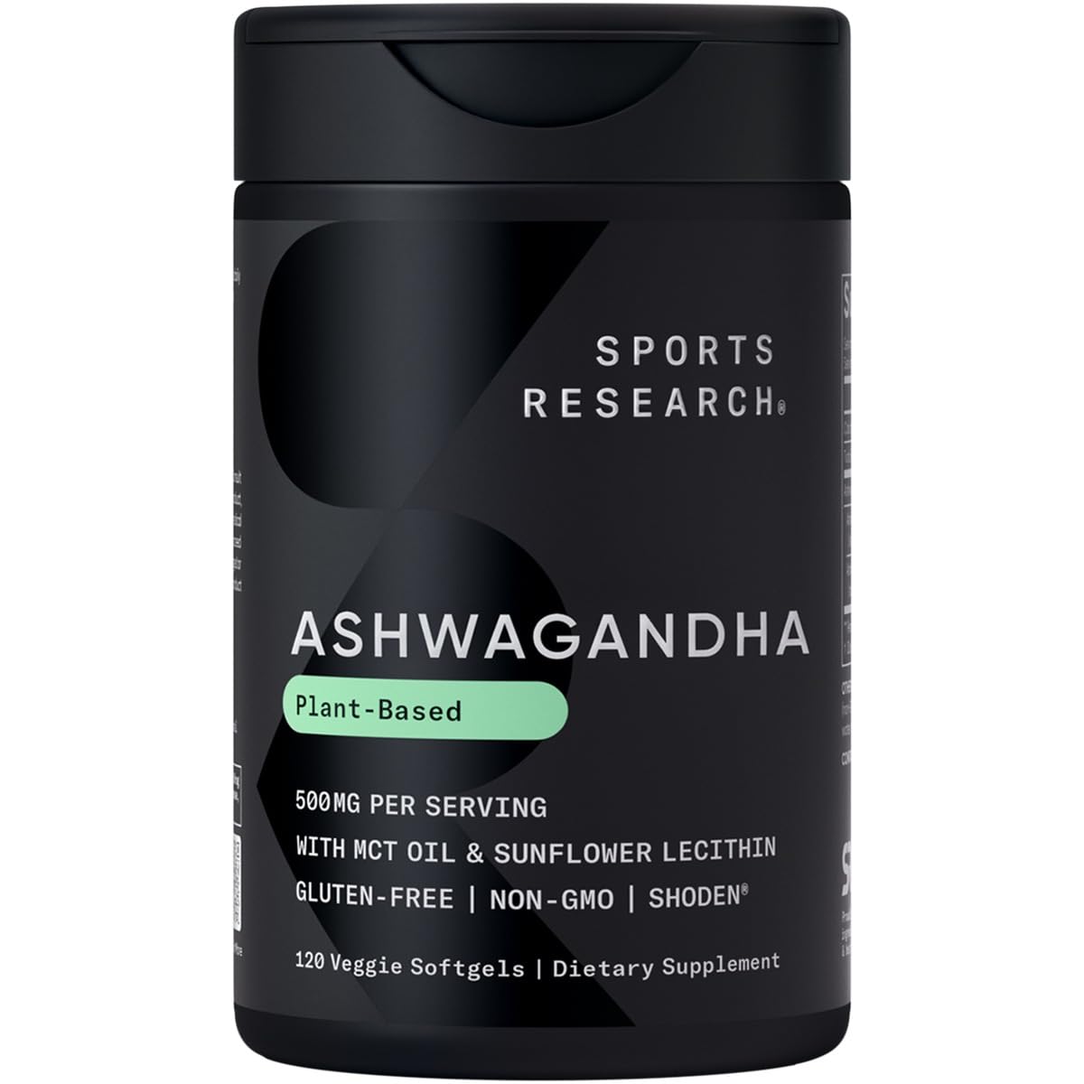Sports Research Ashwagandha Softgels bottle with Coconut MCT Oil label