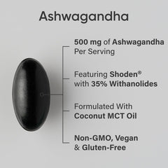 Close-up of Ashwagandha softgel capsules in a bottle