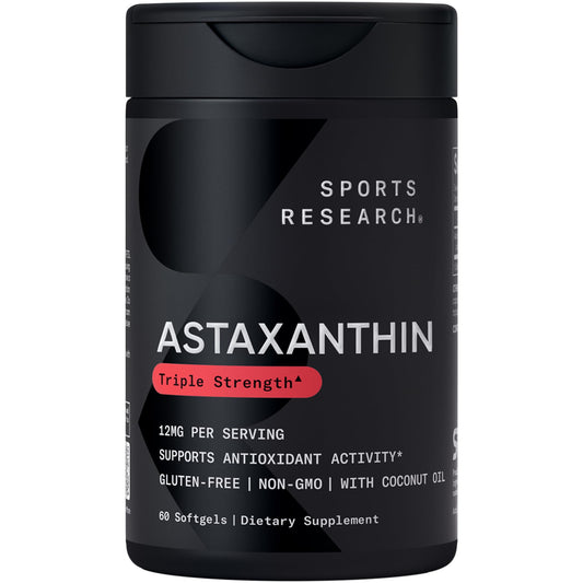 Sports Research Astaxanthin 12mg with Organic Coconut Oil – 60 Softgels packaging