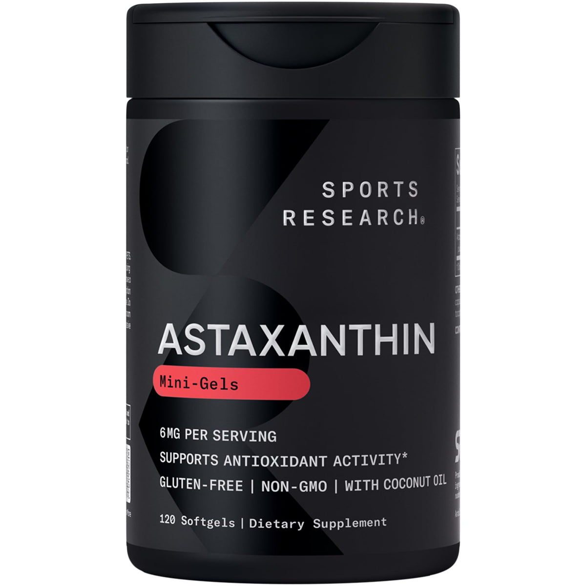 Sports Research Astaxanthin 6mg bottle label on white background