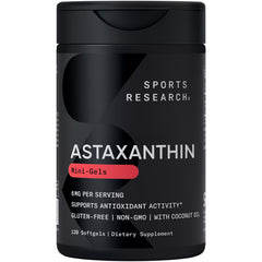 Sports Research Astaxanthin 6mg bottle label on white background