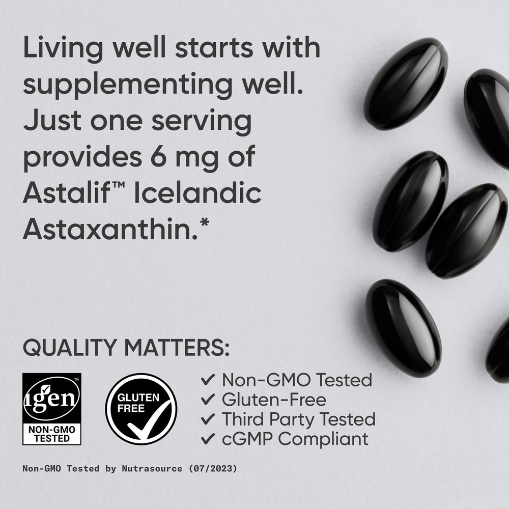Nutrition facts panel for Astaxanthin supplement