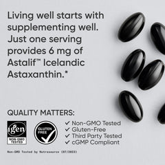 Nutrition facts panel for Astaxanthin supplement