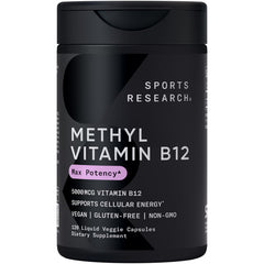 Close-up of Sports Research B12 methylcobalamin liquid capsule