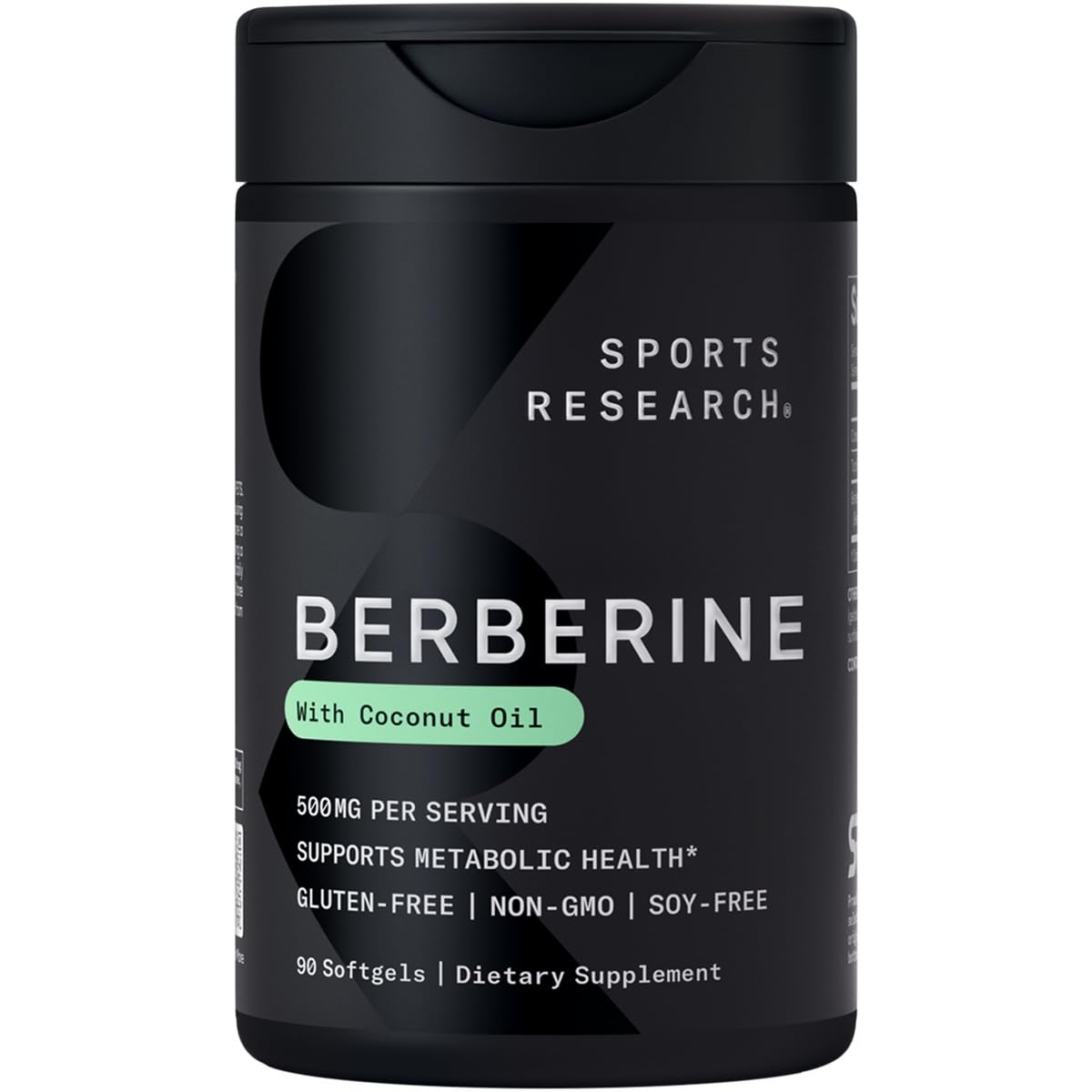 Sports Research berberine coconut oil 500mg softgels bottle