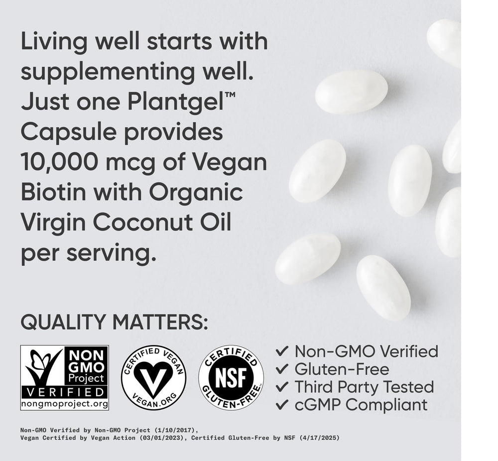 Organic coconut oil in Biotin softgels