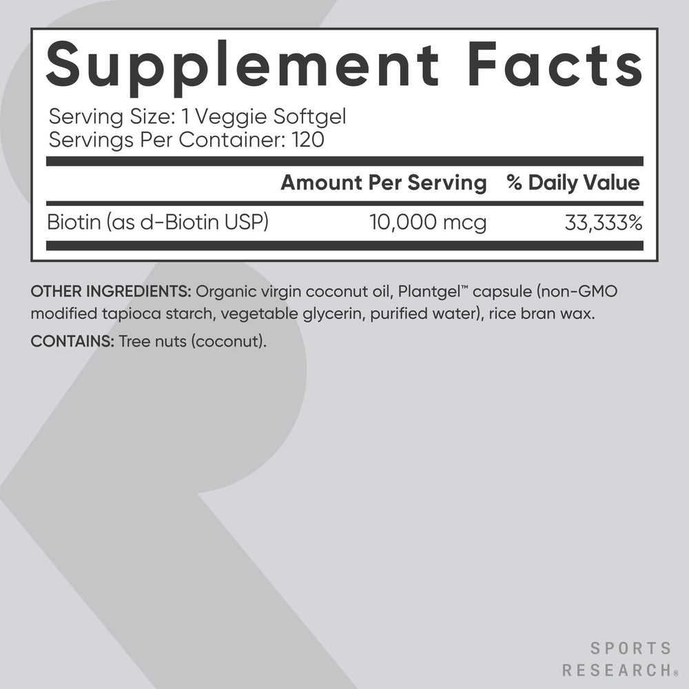 Vegan-certified Biotin bottle with non-GMO label