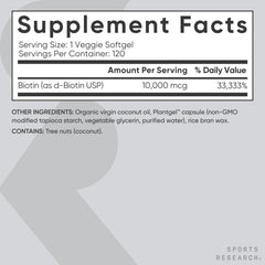 Vegan-certified Biotin bottle with non-GMO label