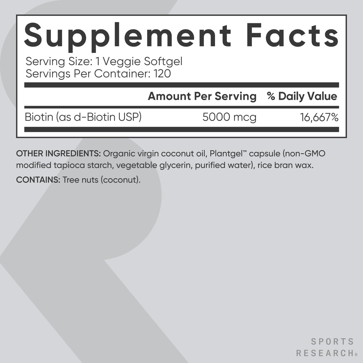 Gluten-free Biotin 5000 mcg packaging