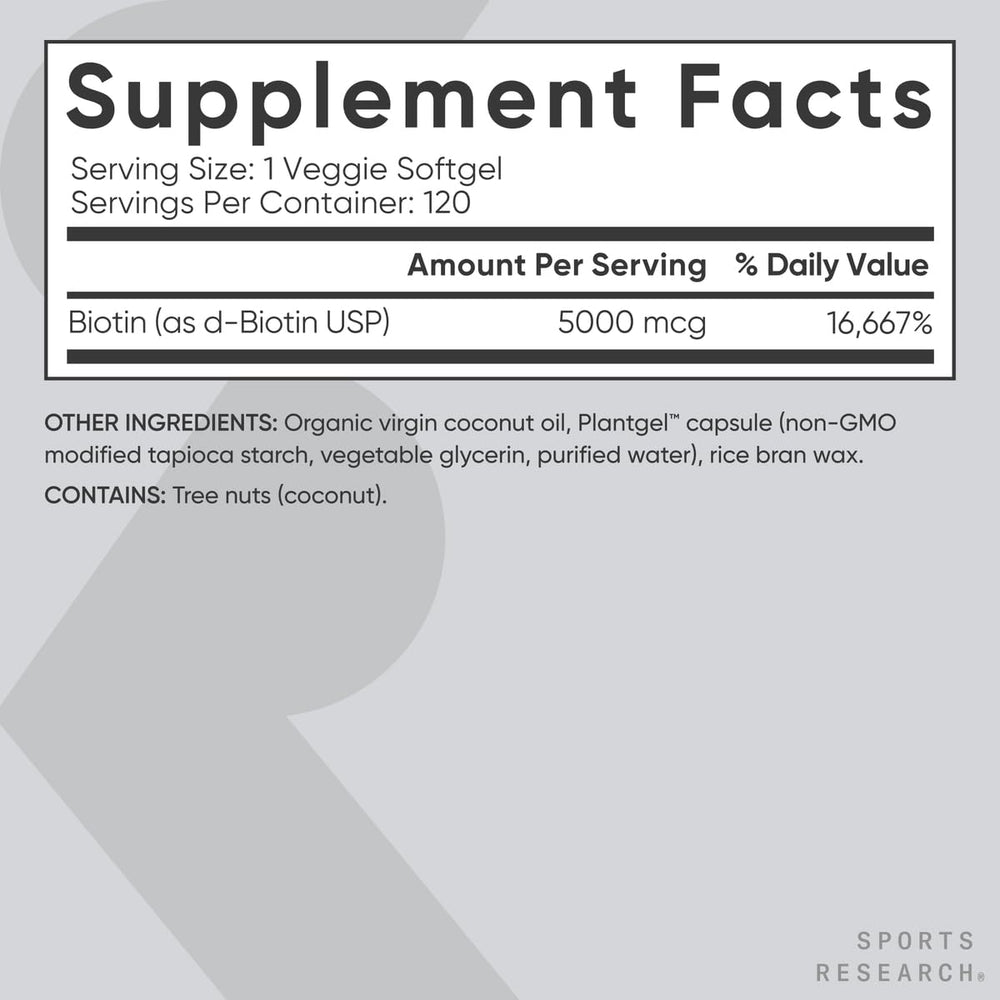 Gluten-free Biotin 5000 mcg packaging