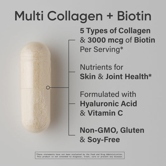 Close-up of Biotin, Hyaluronic Acid and Vitamin C ingredients