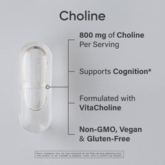 Sports Research Choline 800 mg bottle back with nutrition facts
