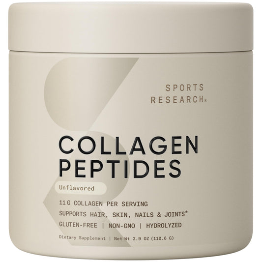 Hero shot of Sports Research Collagen Peptides bottle