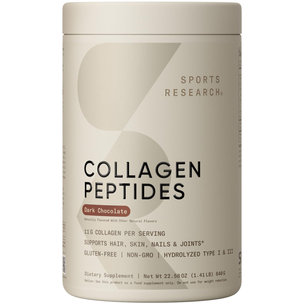 Front label of Sports Research Collagen Peptides bottle