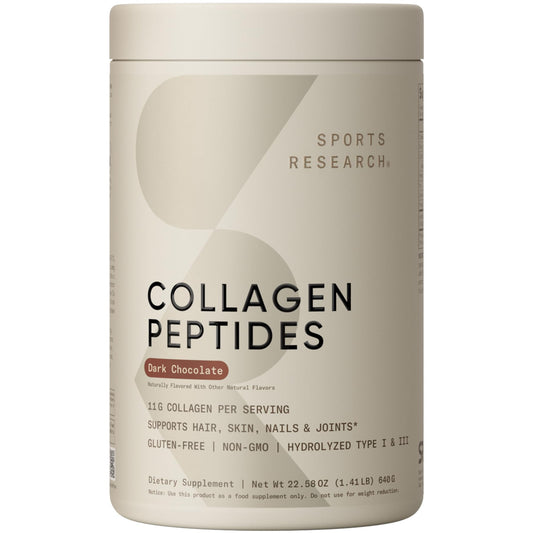 Front label of Sports Research Collagen Peptides bottle