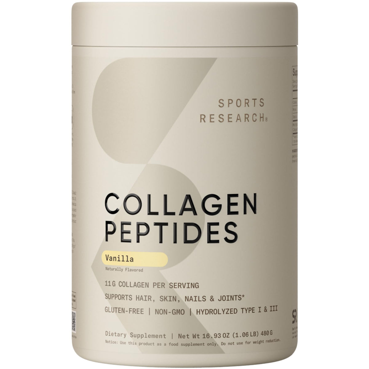 Package of Sports Research Collagen Peptides Vanilla