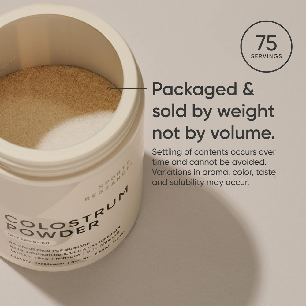 Sports Research Colostrum Powder measuring scoop—two-gram dose per serving