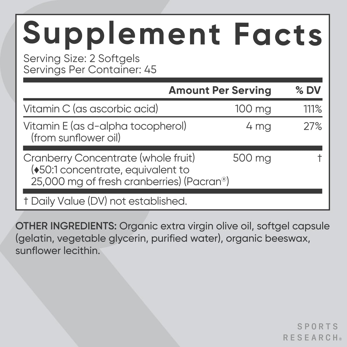 Close-up of cranberry softgels showing small, transparent capsules