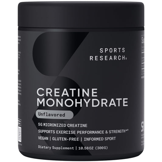 Sports Research Creatine Monohydrate bottle with label