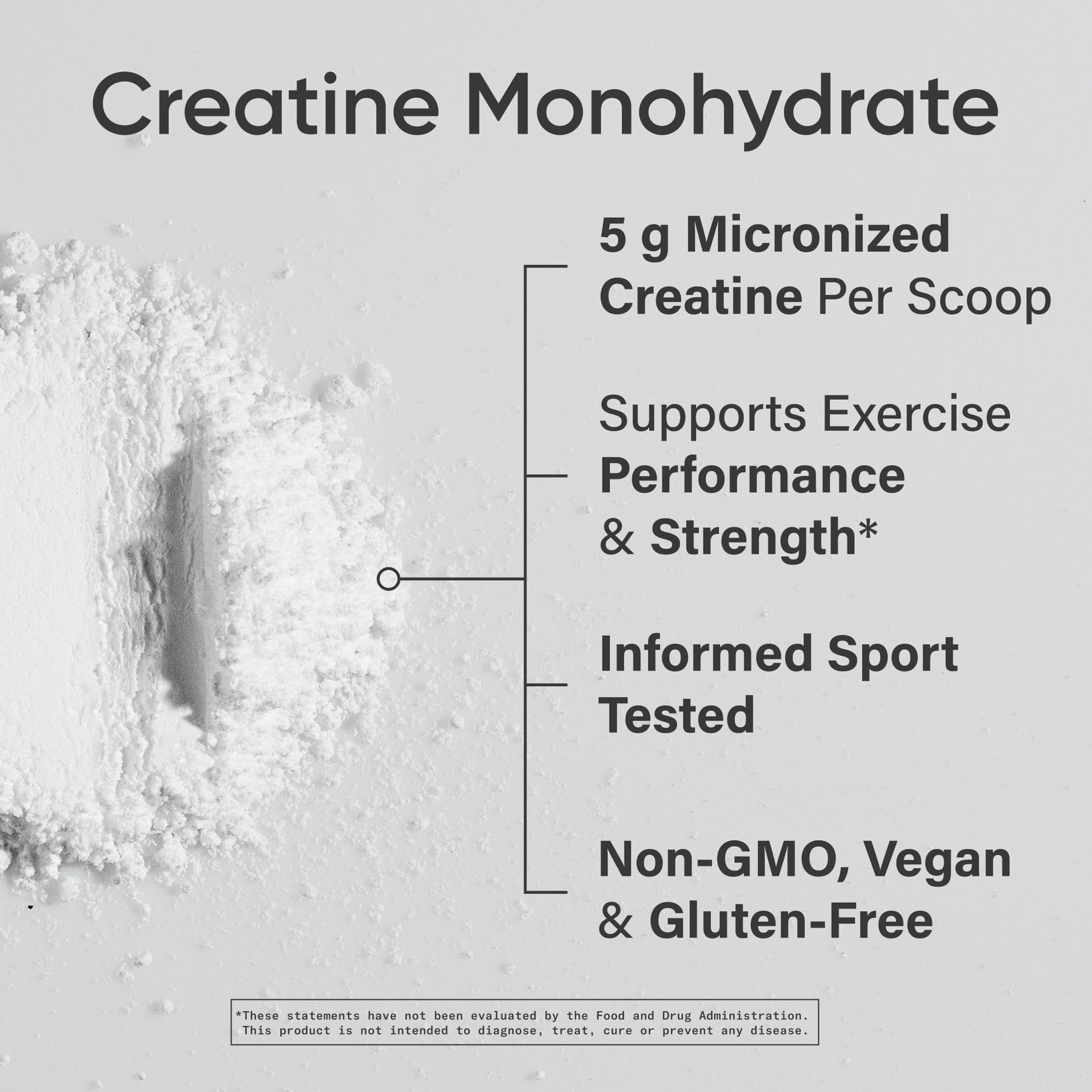 Close-up of creatine monohydrate powder scoop