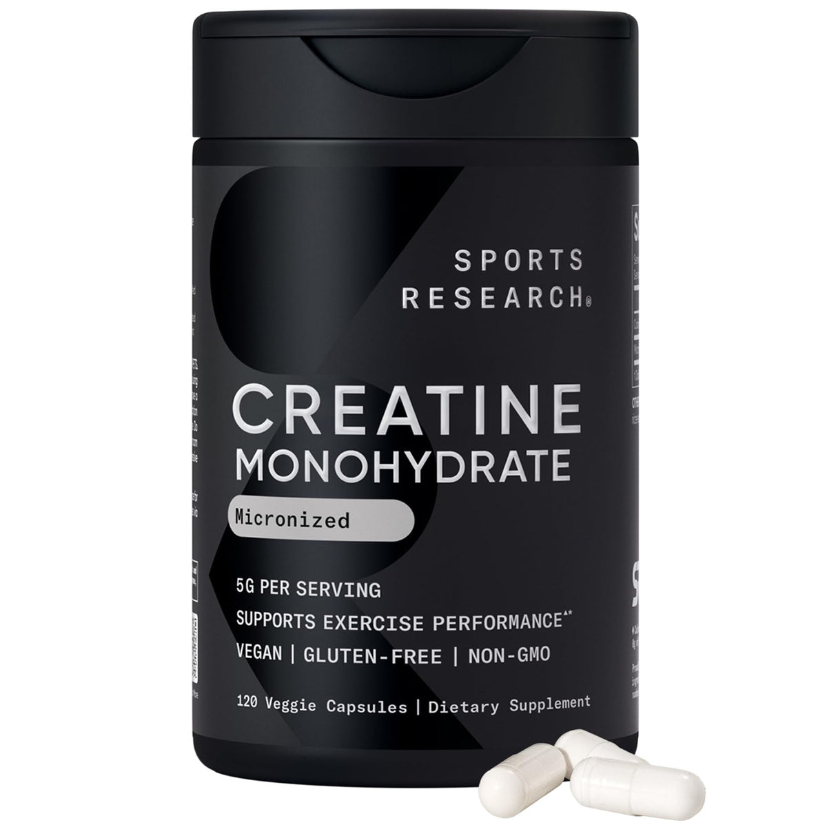 Sports Research Creatine Monohydrate Capsules bottle - front view