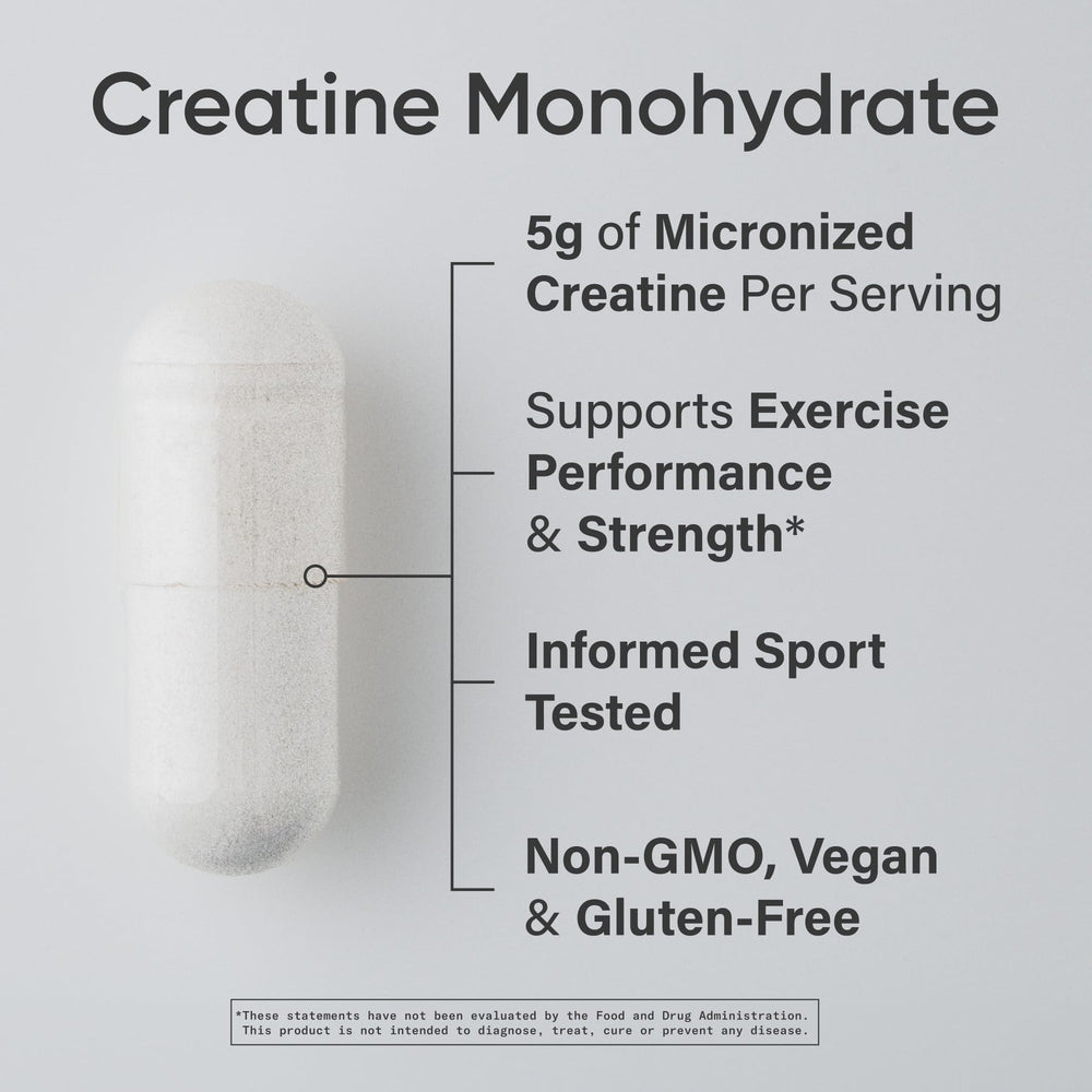 Sports Research Creatine Monohydrate Capsules bottle - side view