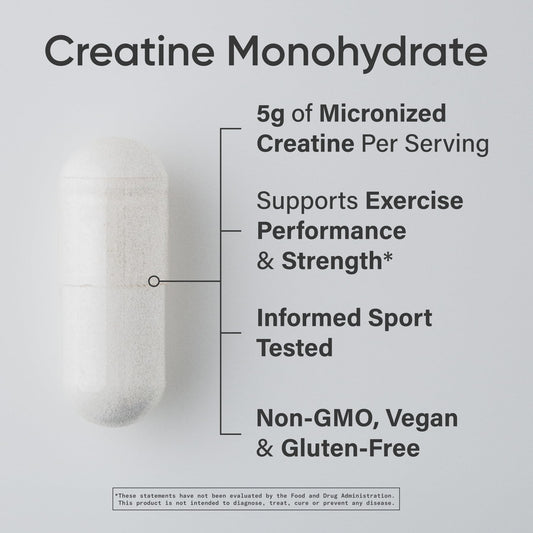 Sports Research Creatine Monohydrate Capsules bottle - side view