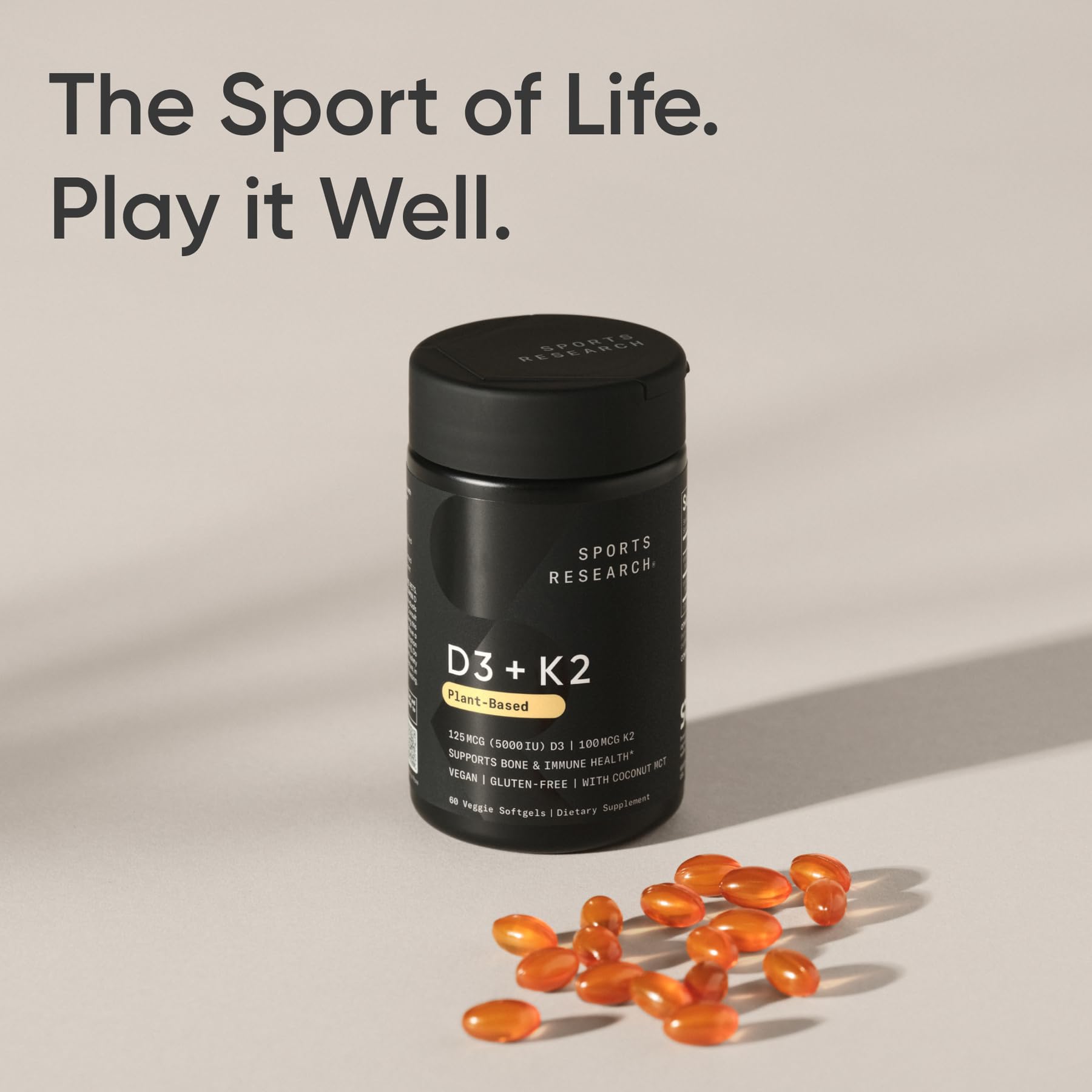 Bottle with label detailing 60 softgels