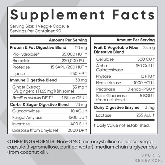 Bottle of Sports Research Digestive Enzymes with Probiotics & Ginger