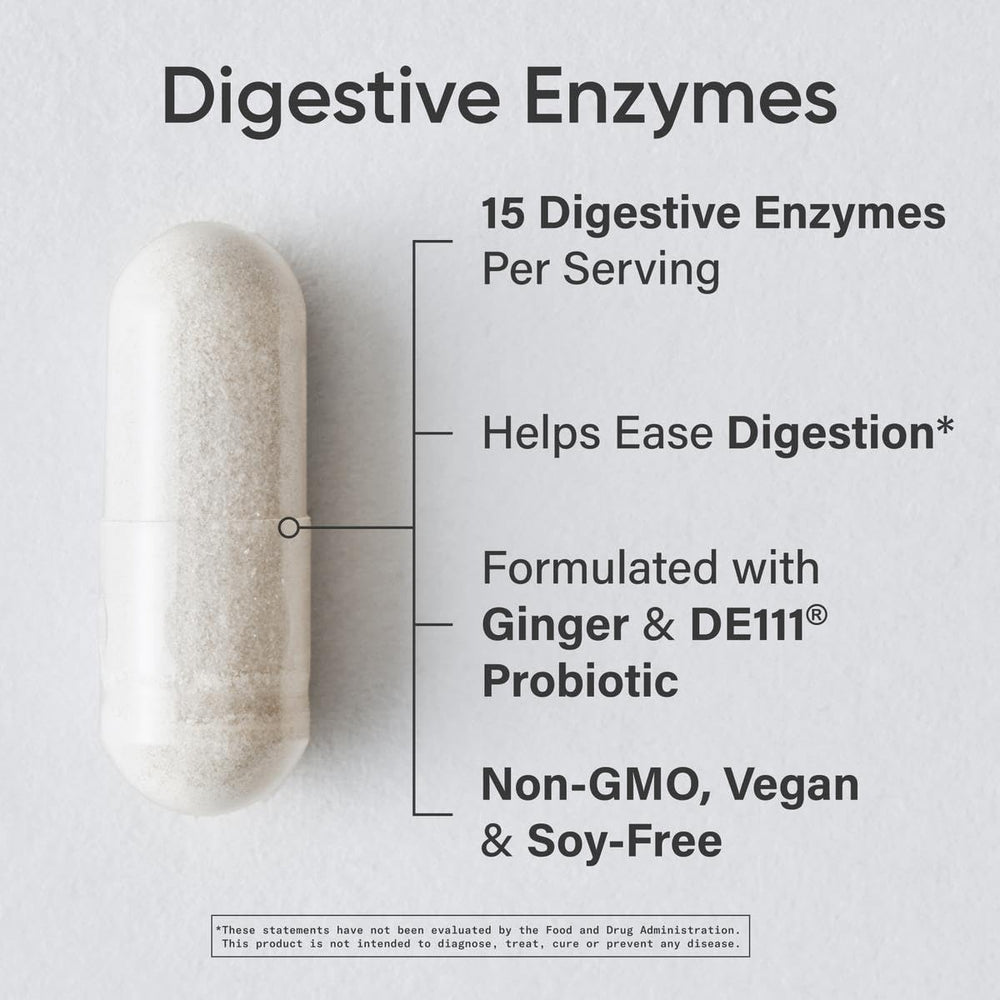 Ingredients and label overview for Digestive Enzymes with Probiotics & Ginger