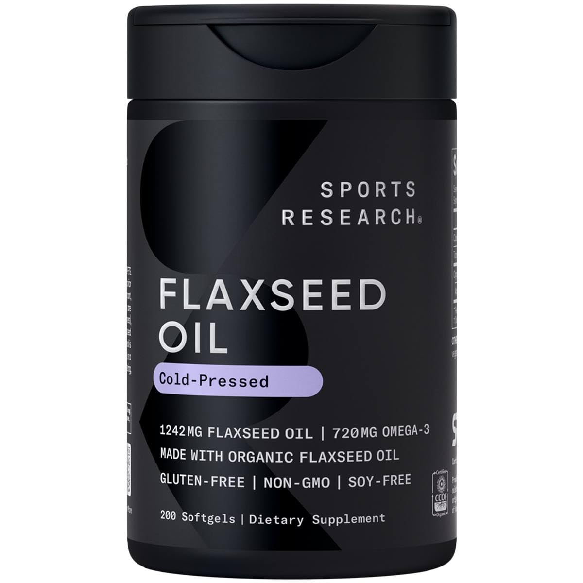 Sports Research Flaxseed Oil Softgels bottle - 1242mg, 200 count (main image)