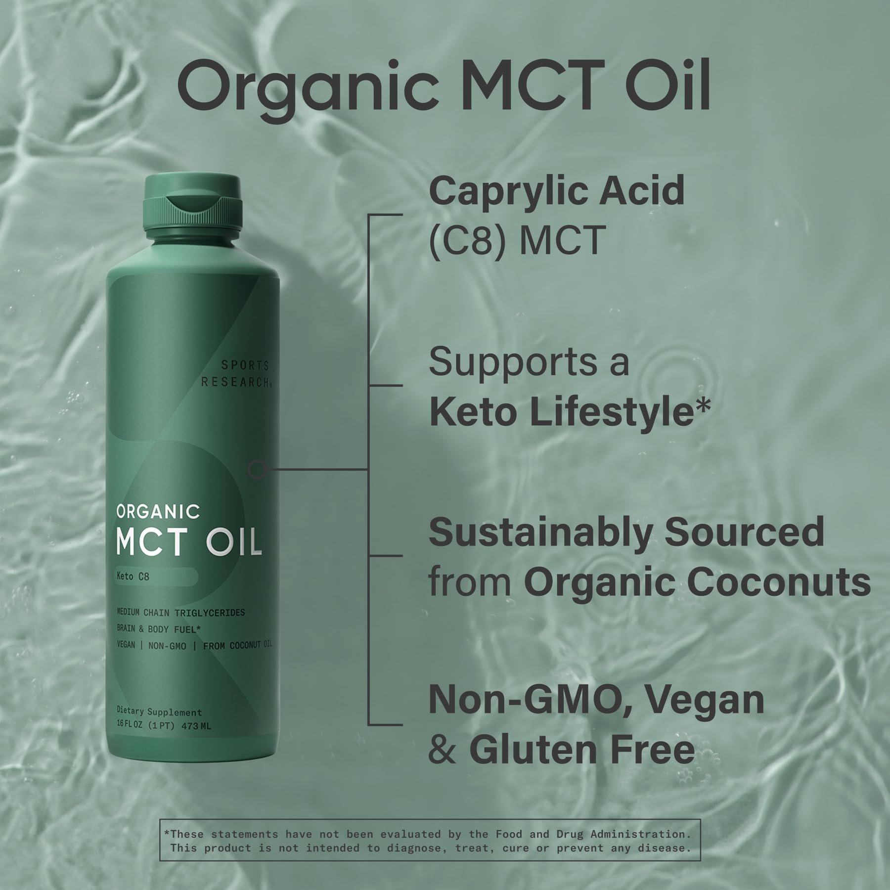 Close-up of C8 Caprylic Acid feature on packaging