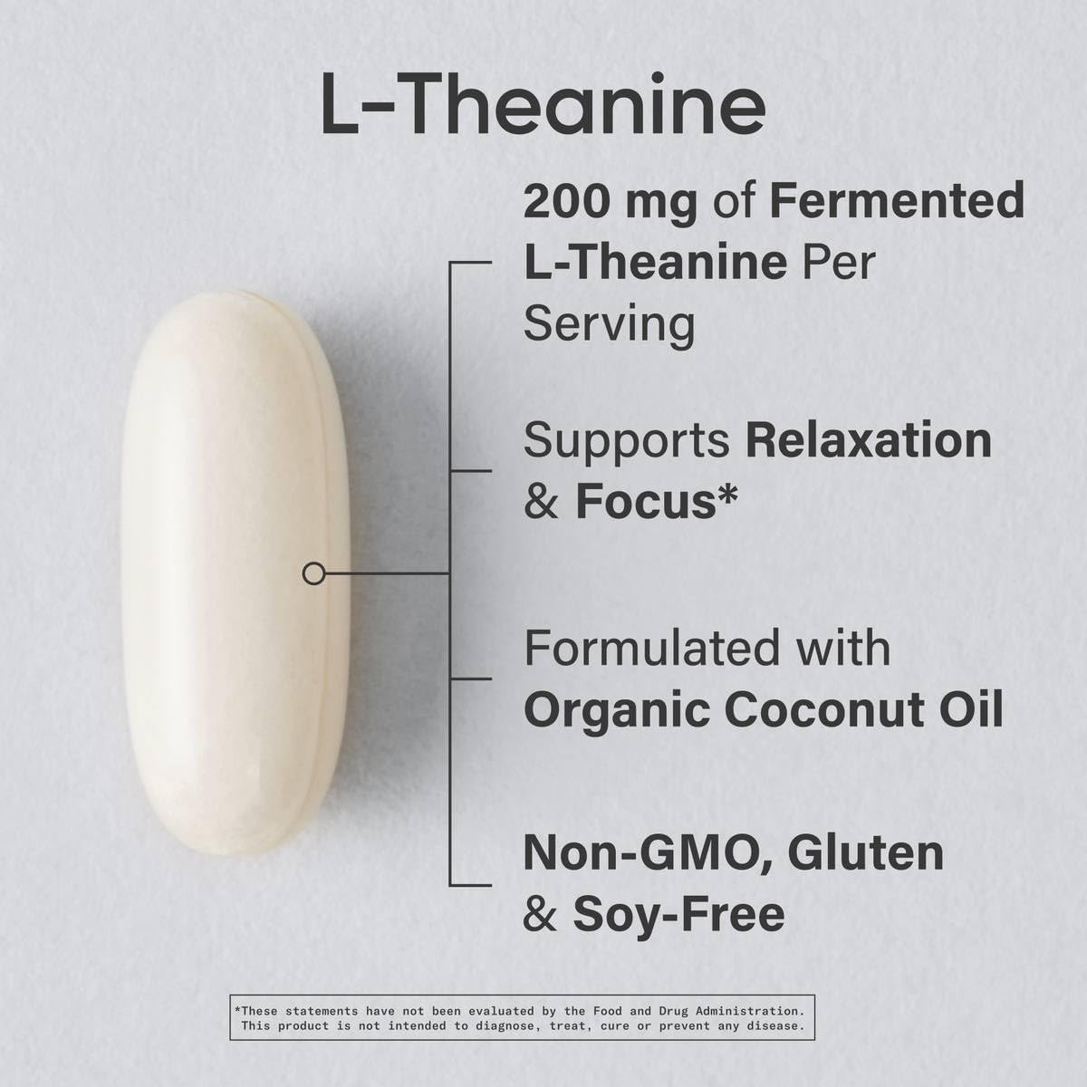Close-up of L-Theanine Suntheanine patent label