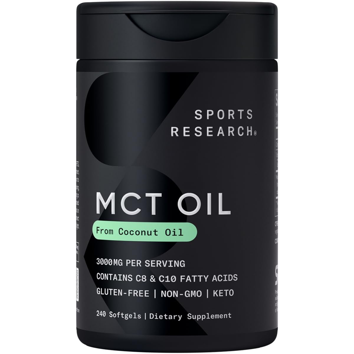 Front view of Sports Research MCT Oil Pills bottle