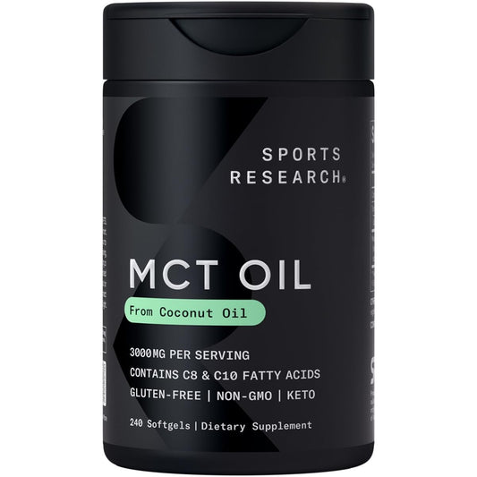 Front view of Sports Research MCT Oil Pills bottle
