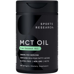 Front view of Sports Research MCT Oil Pills bottle